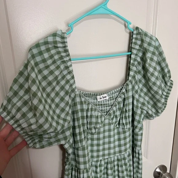 In Loom Green Gingham Women's Dress in Size Large - Picture 3 of 7